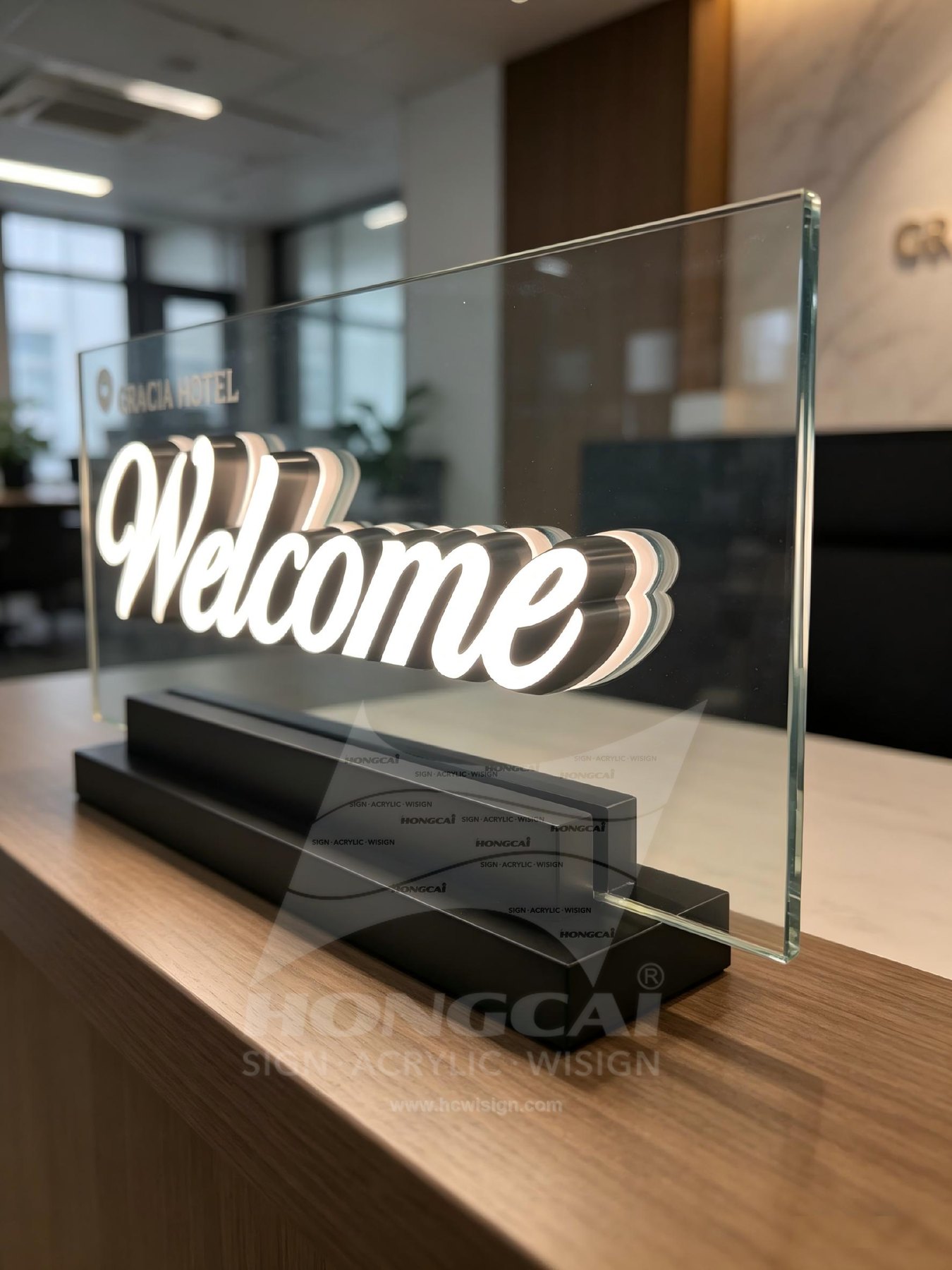 Exhibition signage and conductive glass display sign sample